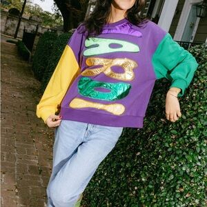 Queen of Sparkles Mardi Gras’s Foil Sweatshirt